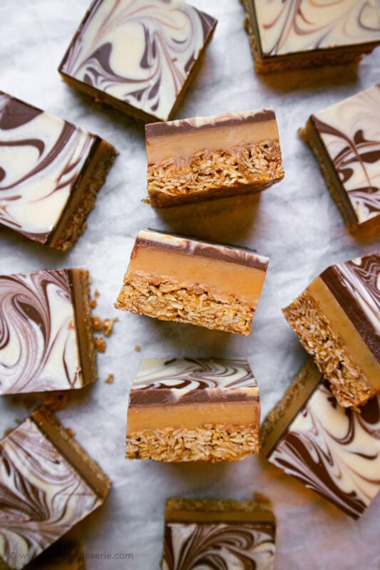 3x millionaires flapjacks on their side in a group of other slices