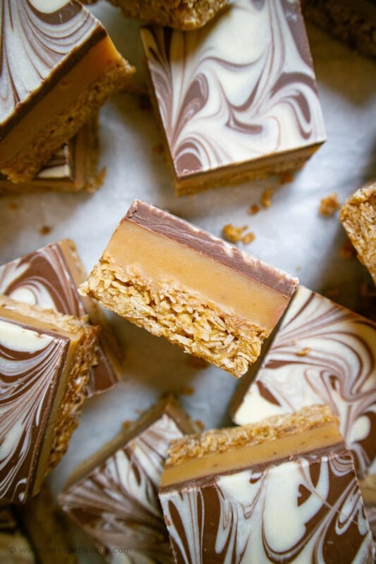 A cluster of Millionaires Flapjacks - side view