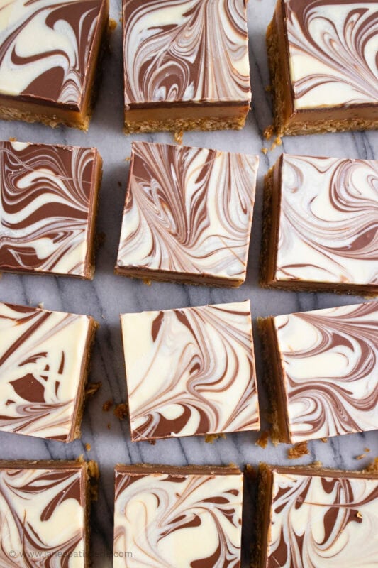 slices of millionaires flapjacks cut into squares