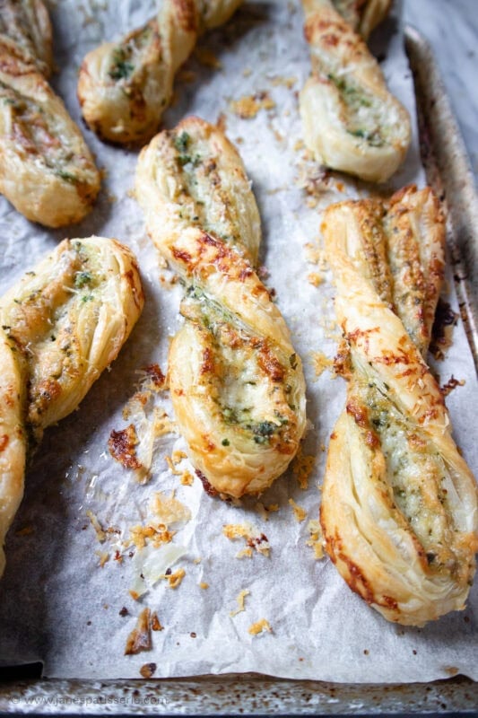 A close up of Pesto and Cheese Straws