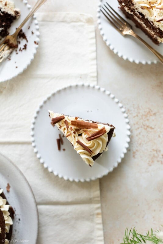 Slice of Baileys cake on a plate