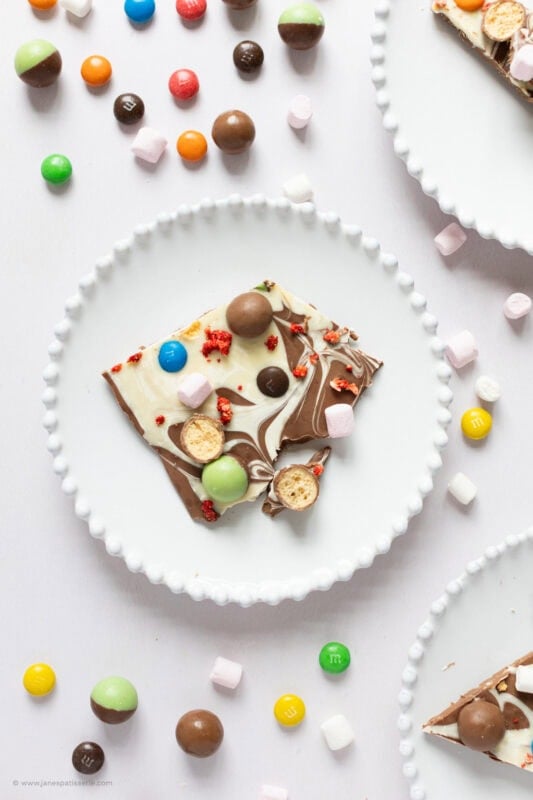 A single piece of chocolate bark