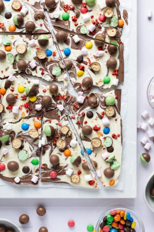 A plate of chocolate bark