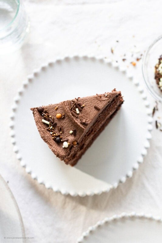 A single slice of back to basics chocolate cake