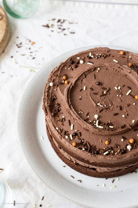 Top down shot of Chocolate cake