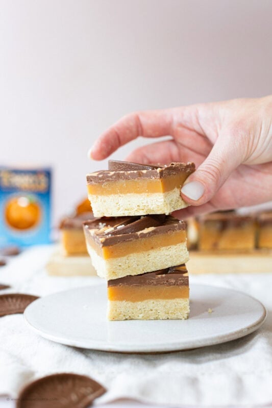 3 stacked Chocolate Orange Millionaires