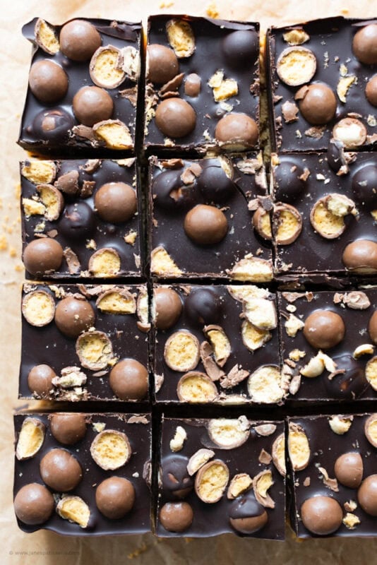 Sliced Malteser Millionaires Shortbread