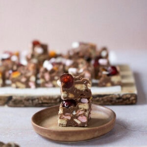 A close up of a Rocky Road Fudge Piece