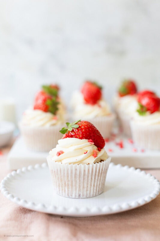 a single Wimbledon Strawberry Cupcake