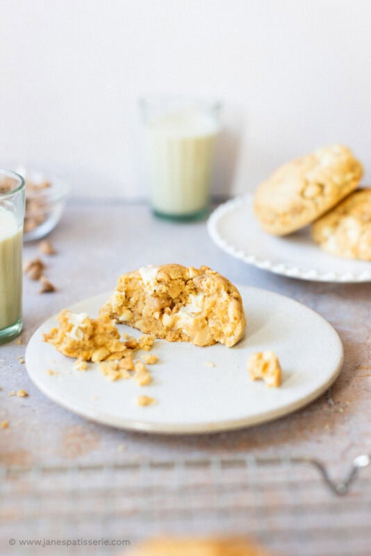 Half a Peanut Butter NYC Cookie on a plate