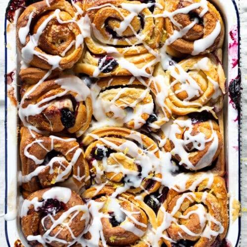 Close in on lemon and blueberry rolls