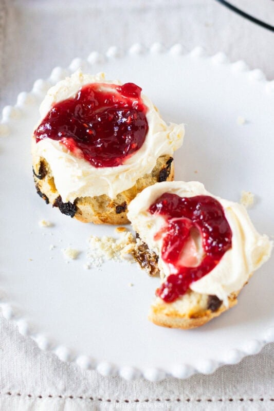 A bite taken from a Fruit Scone